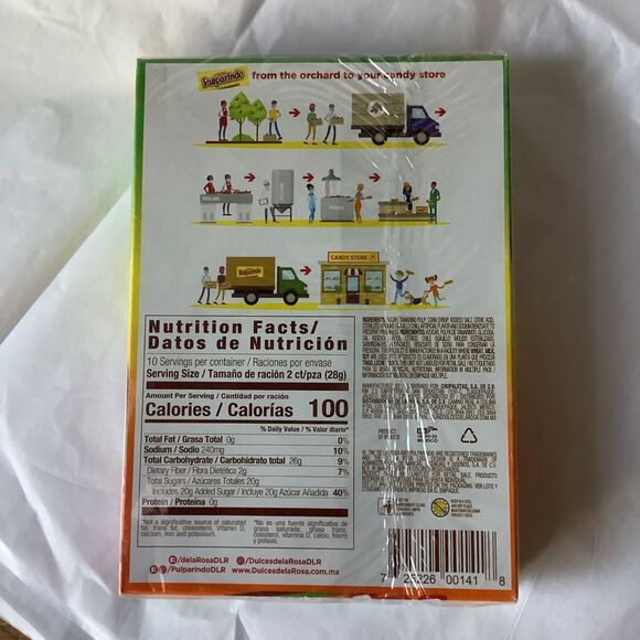 De La Rosa Pulparindo Mango Flavor Fruit Pulp Candy 20-pcs 10-oz box - Picture 2 of 2